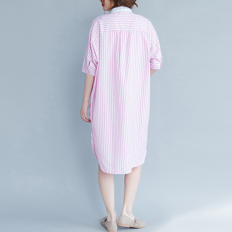 Striped Shirt Long Tops Tees Loose Blouses