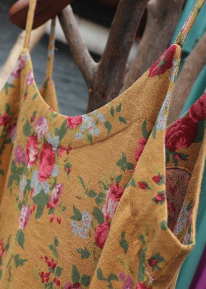 Yellow Spring Cotton Strap Dress
