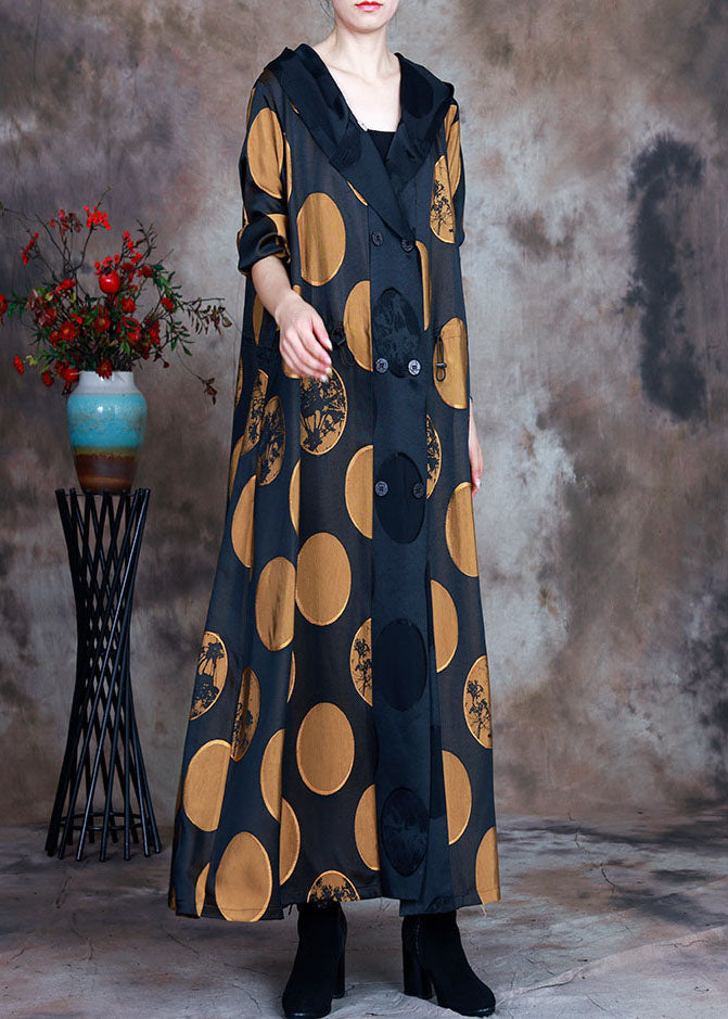 Yellow Hooded Drawstring Coat Spring