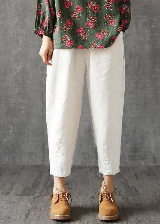 Yellow Pockets High Waist Cotton Crop Pants Spring