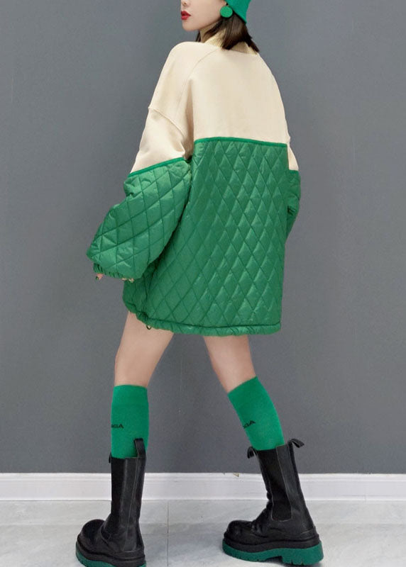 Green Turtle Neck Fine Cotton Filled Vacation Dresses Spring