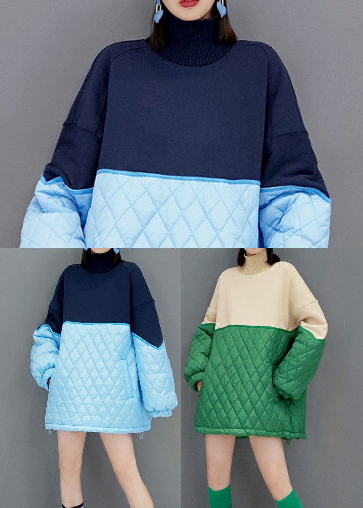Green Turtle Neck Fine Cotton Filled Vacation Dresses Spring
