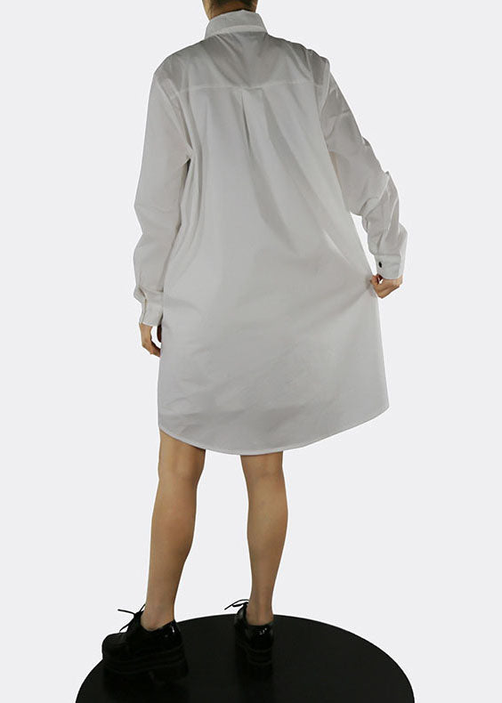 White Peter Pan Collar Button Shirt Dress Spring