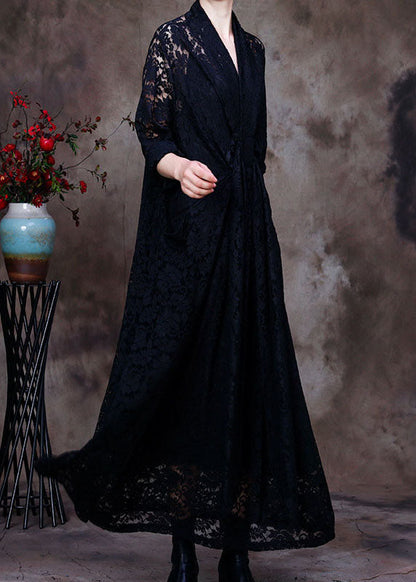 Black V Neck Lace Party Dress Spring