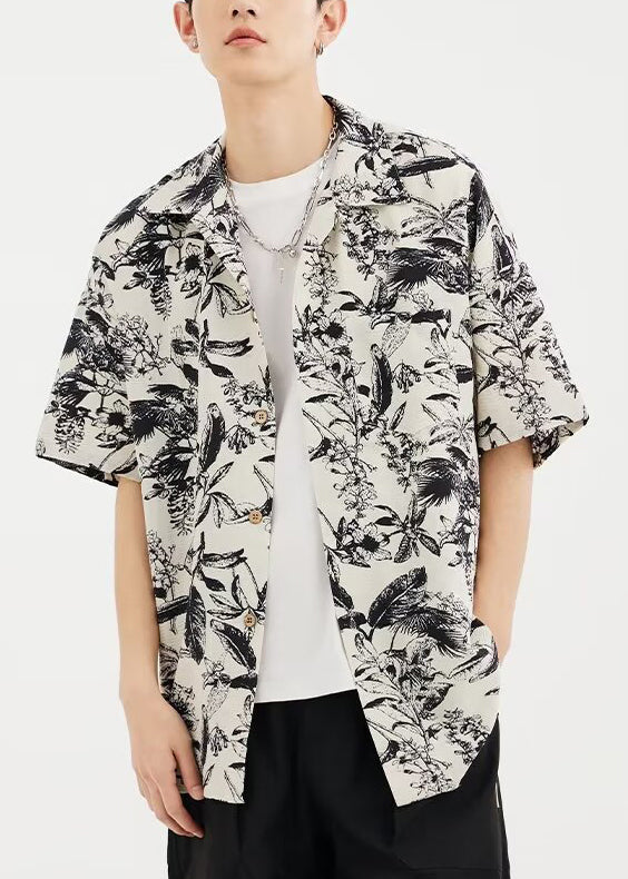 Print Button Original Design Cotton Shirts Summer