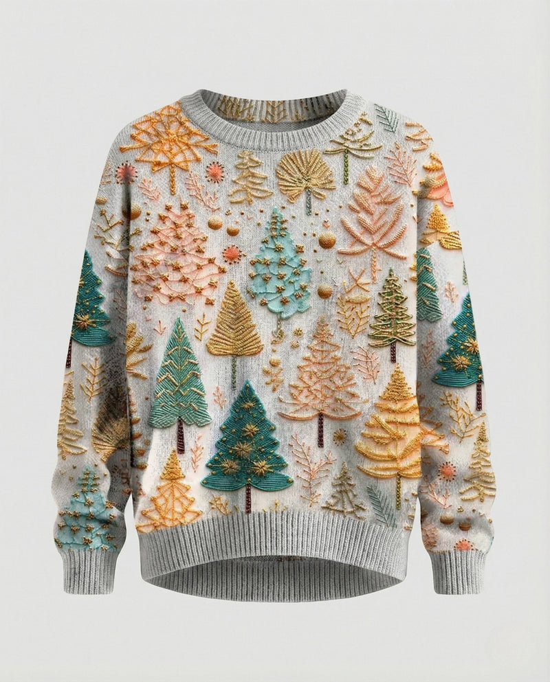 Christmas Sweater with Festive 3D Embroidery - Ideal for the Holidays, Parties & Winter