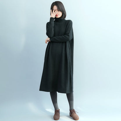 Pullover Sweater Outfits Street Style High Neck Black Fuzzy Knitwear