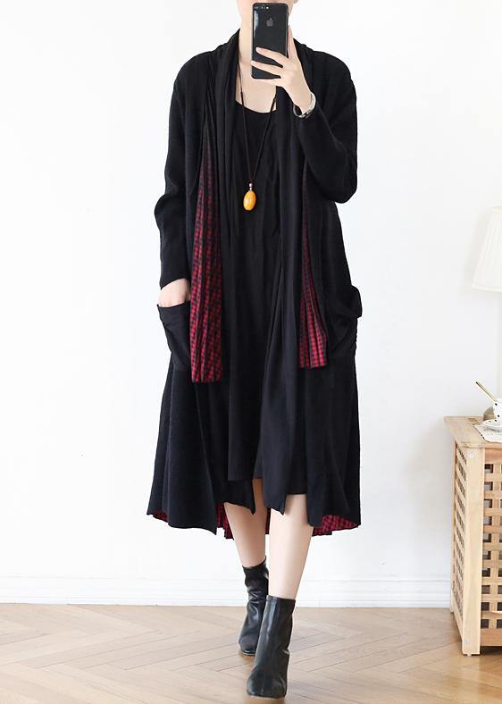Pullover Fall Sweaters Red Patchwork Knitted Outwear