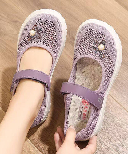 Purple Flats Buckle Strap Flat Shoes