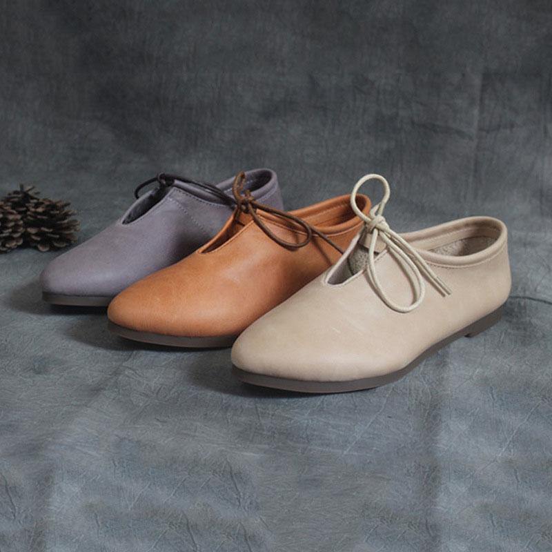 Purple Genuine Leather Lace Up Loafer Shoes for