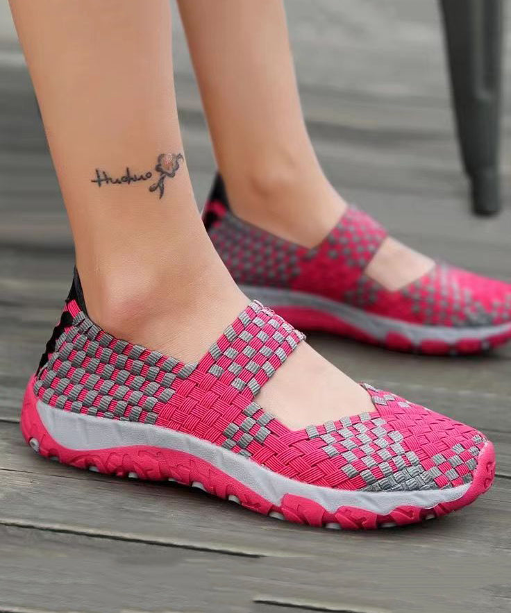 Purple Knit Fabric Handmade Splicing Flat Shoes for Soolinen Shoes-20251