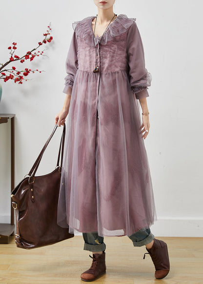 Purple Oversized Organza Maxi Dress Print Spring