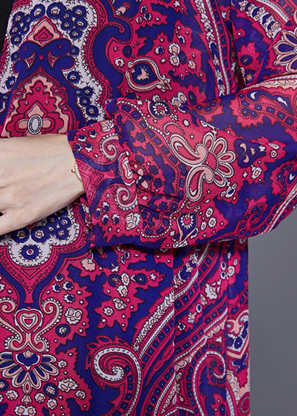 Purple Print Slim Fit Chiffon Upf 50+ Long Cardigan Summer