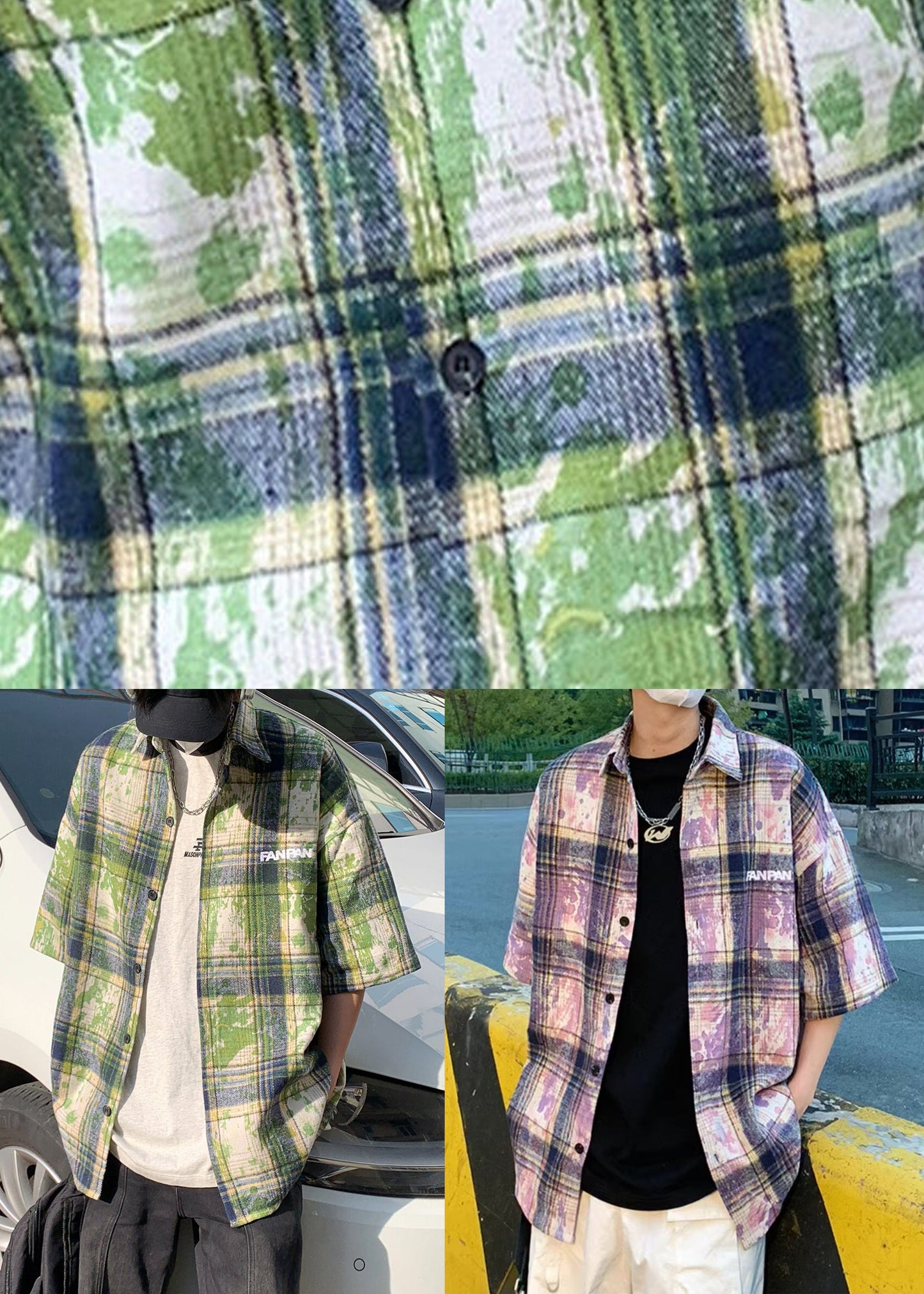 Purple Tie Dye Oversized Cotton Summer Shirts Peter Pan Collar