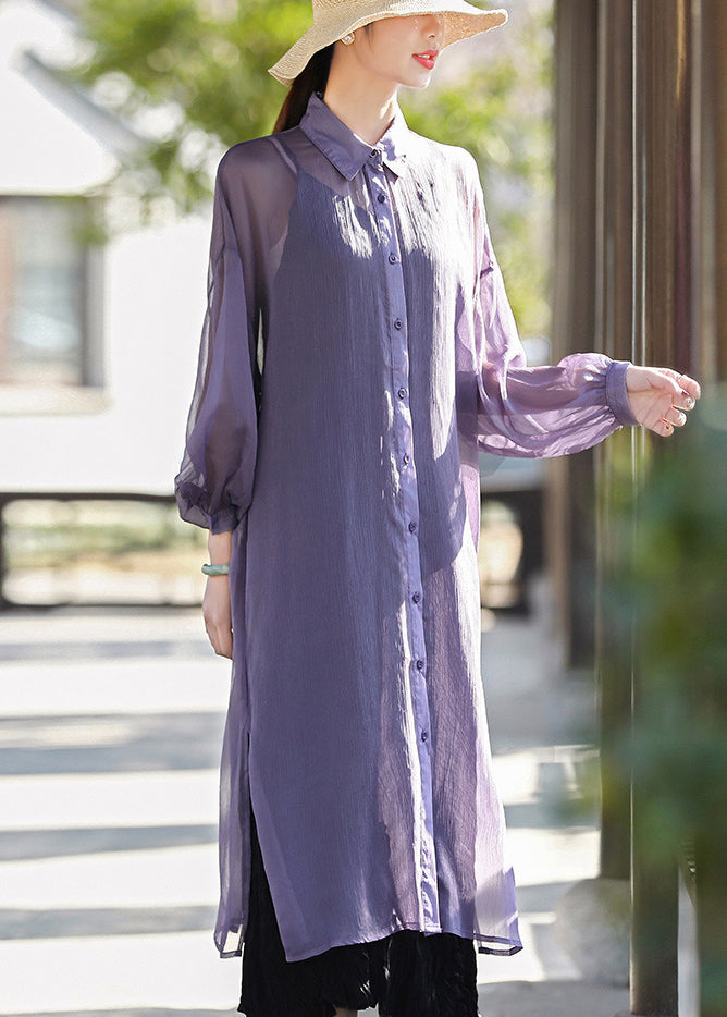 Purple Upf 50+ Tulle Long Cardigans Long Sleeve