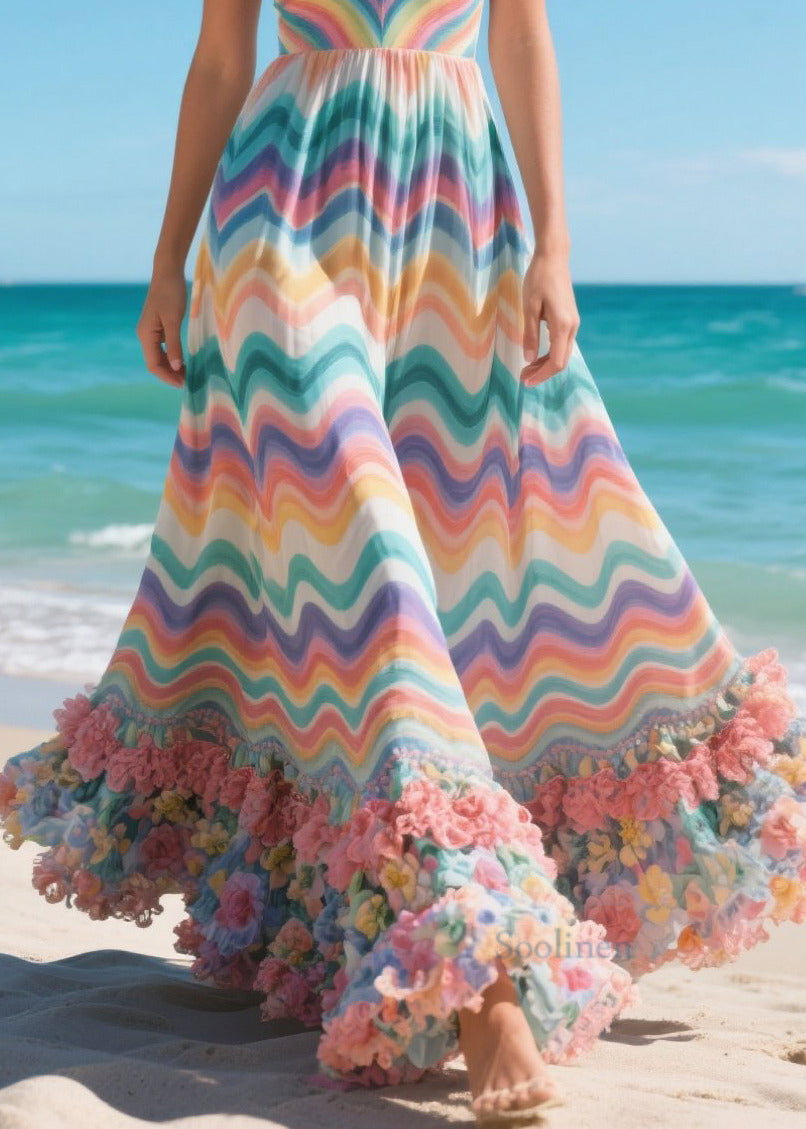 Rainbow Decorated Chiffon Cami Dress Summer