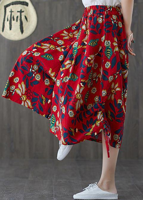 Real Shot Summer Original Style Pants Trousers Cotton Pants Elastic Waist Cropped Pants Wide Leg Pants