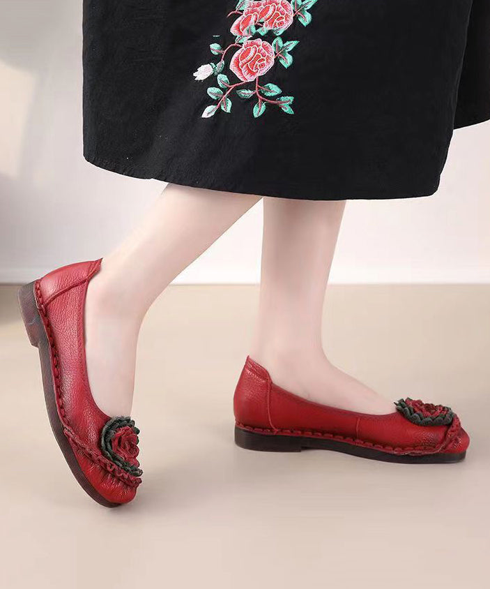 Red Flat Shoes for Comfortable Splicing Soolinen Shoes-20251