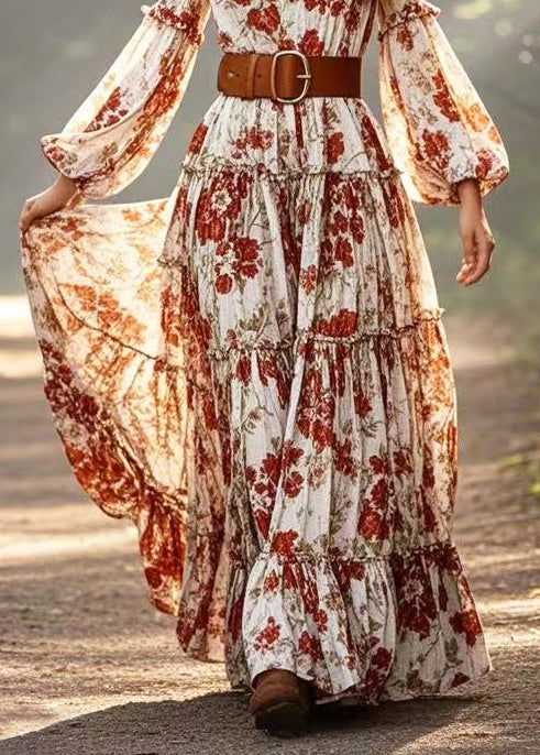 Red Cotton Cinched Dress Exra Large Hem Lantern Sleeve