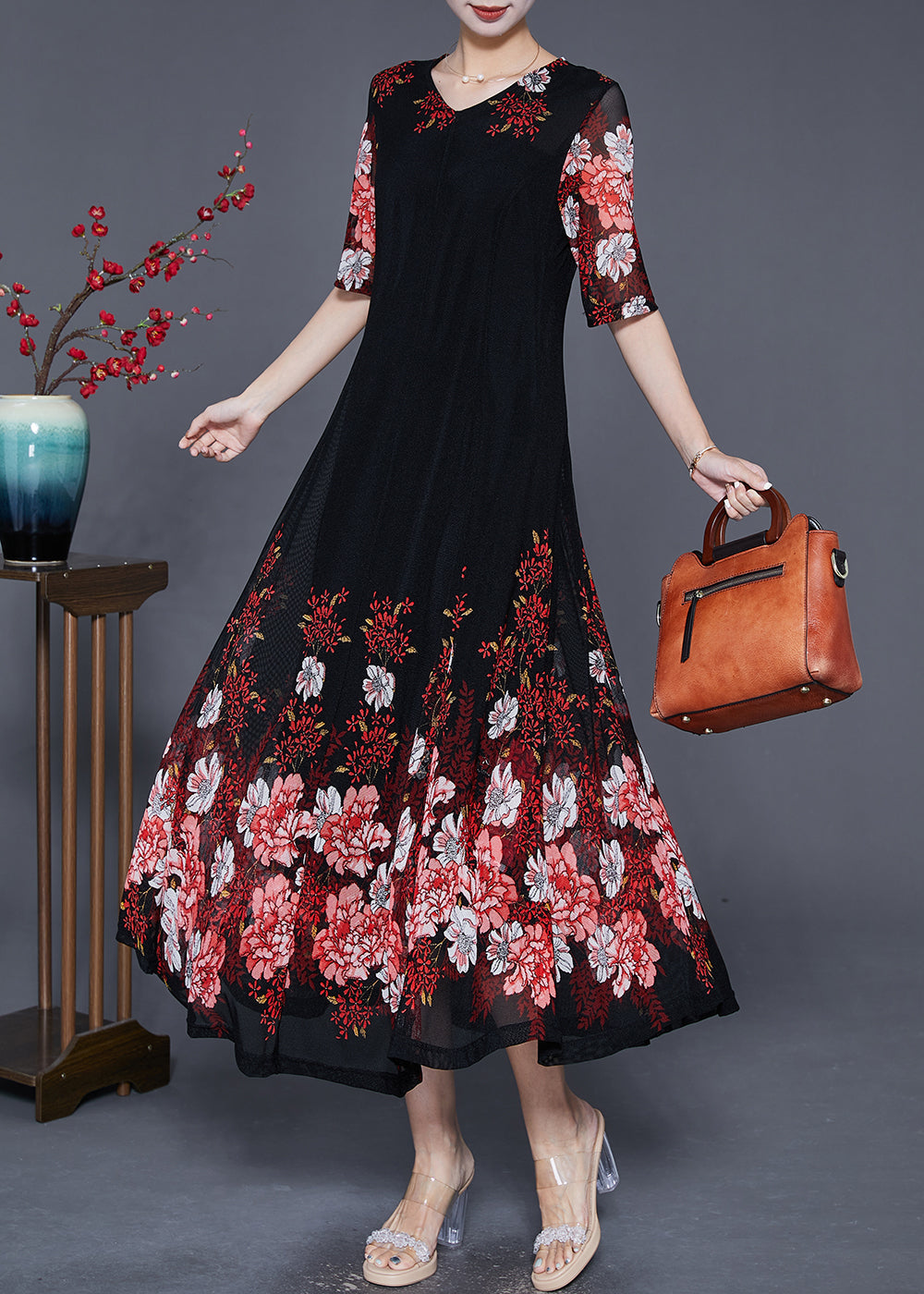 Red Tulle a Line Dress Slim Fit Exra Large Hem Summer