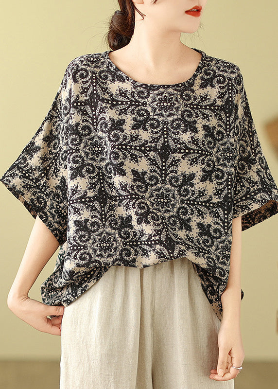 Red O-neck Loose Top Short Sleeve