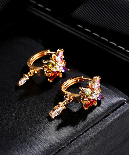 Regular Gold Alloy Crystal Zircon Tassel Drop Earrings