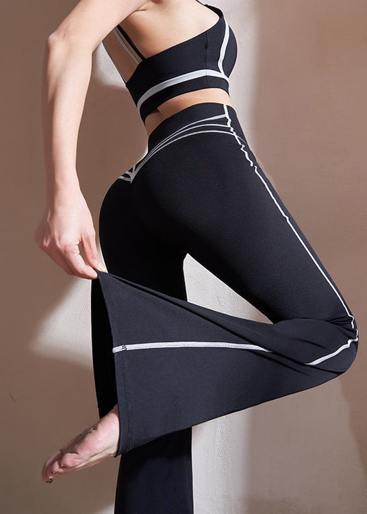 Relaxed Black Tummy Control Striped Groove Pants