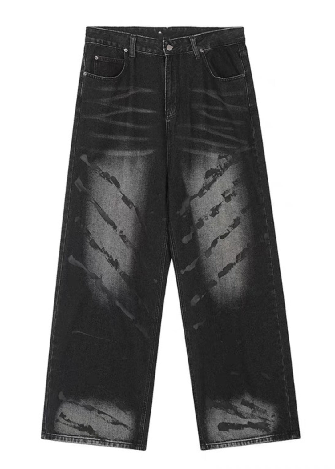 Retro Black High Wais Denim Wide Leg Pants