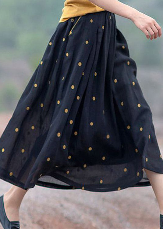 Retro Print3 Pockets Linen Skirt Summer