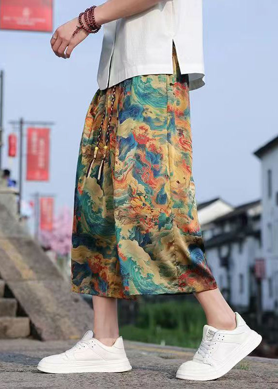 Retro Dragon Printed Oversized Wide Leg Pants Summer