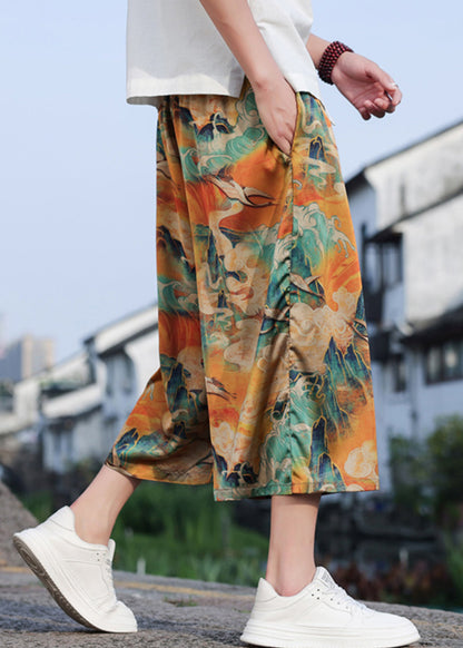 Retro Dragon Printed Oversized Wide Leg Pants Summer