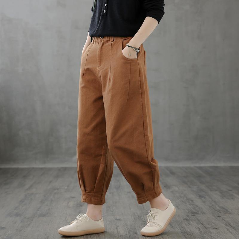 Retro Brown Pants Loose New Cropped Trousers