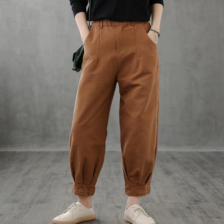 Retro Brown Pants Loose New Cropped Trousers