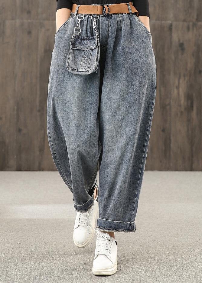 Retro Denim Blue Autumn New Trousers Harem Pants