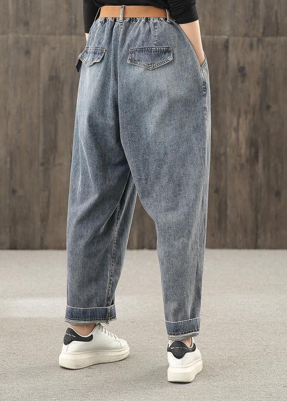 Retro Denim Blue Autumn New Trousers Harem Pants