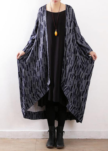 Retro Temperament Windbreaker Mid-length Irregular Text Blue Jacket Windbreaker