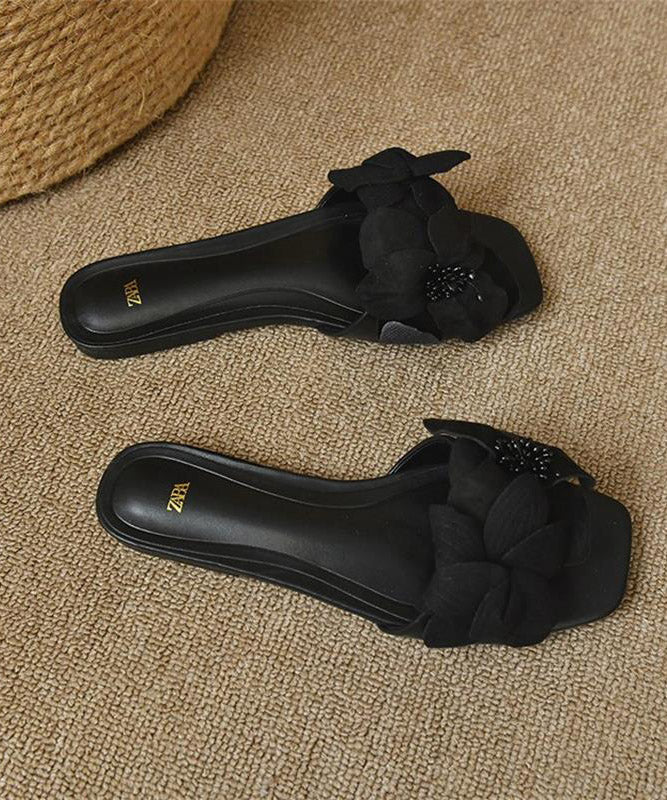 Rose Splicing French Slide Sandals Peep Toe