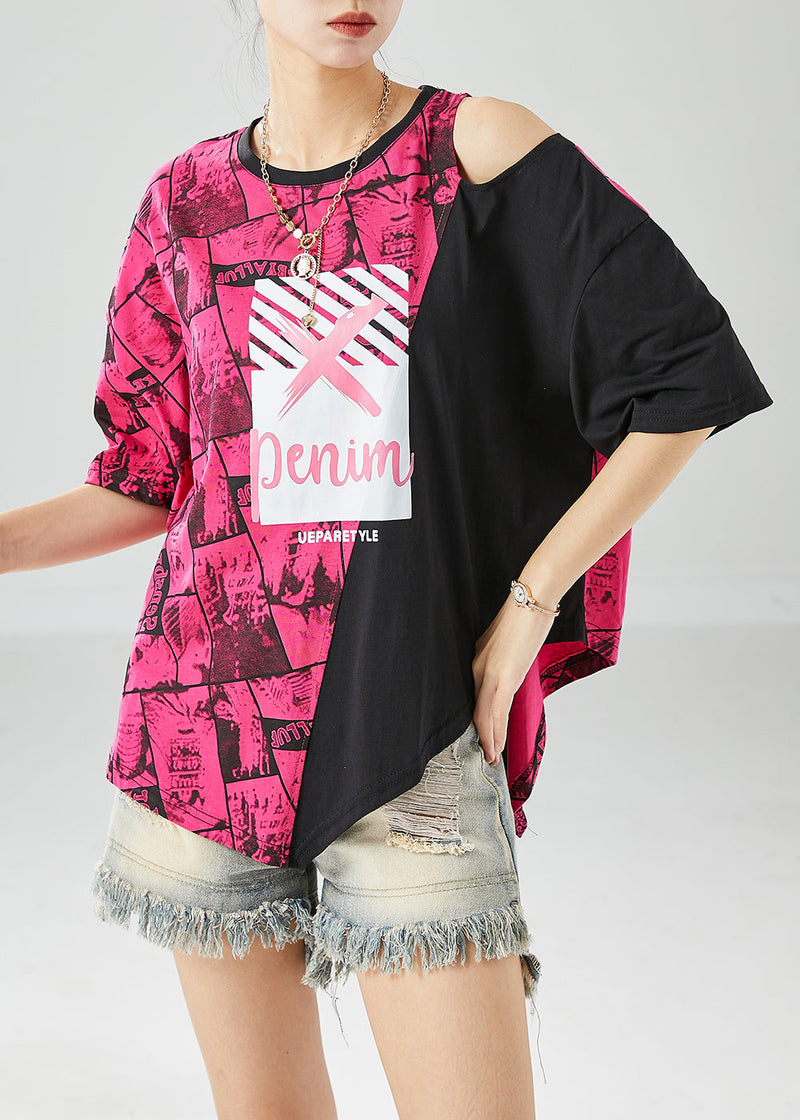Rose Patchwork Cotton Tanks Off the Shoulder Print Summer
