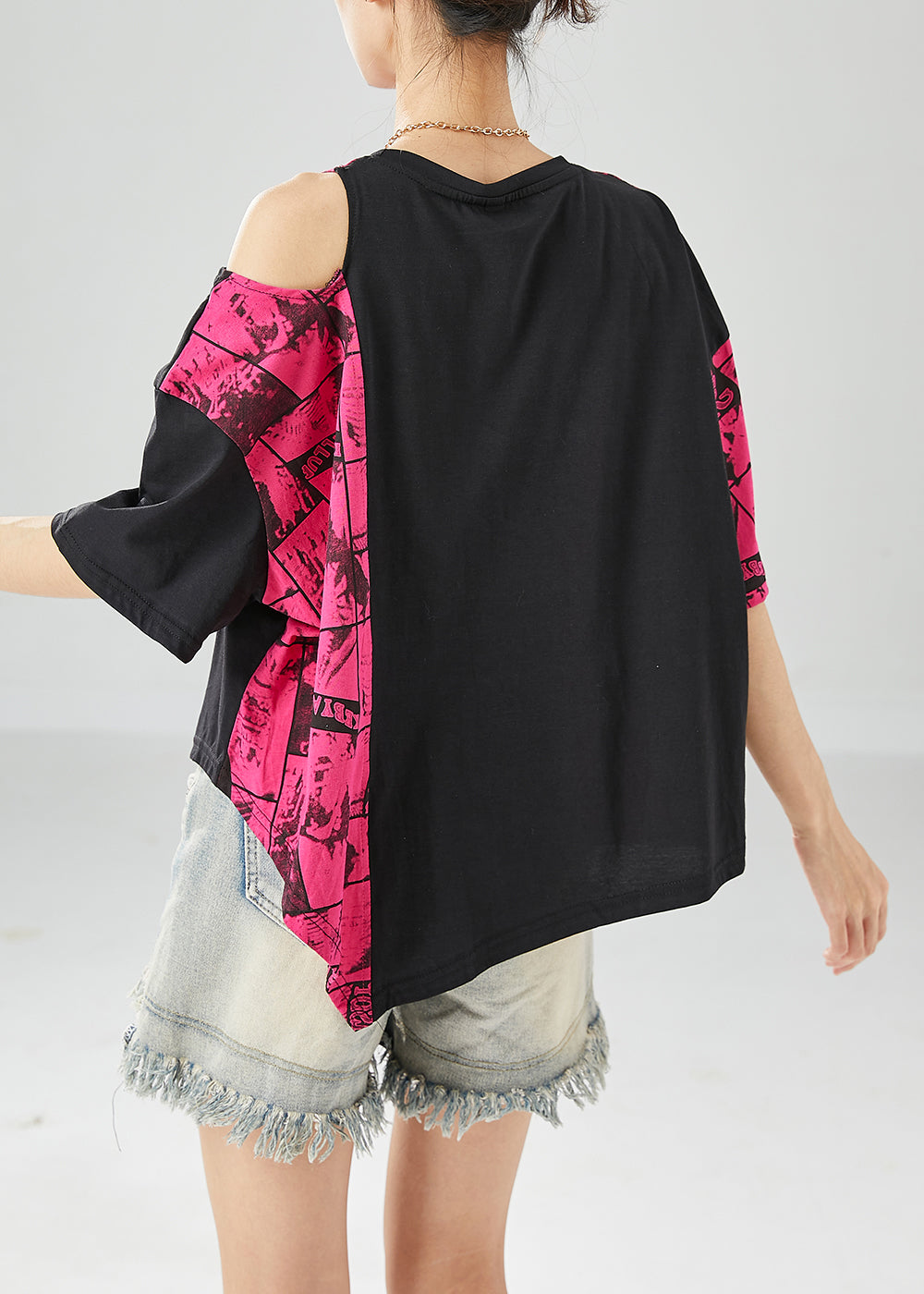 Rose Patchwork Cotton Tanks Off the Shoulder Print Summer