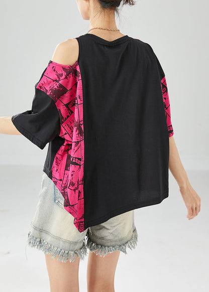 Rose Patchwork Cotton Tanks Off the Shoulder Print Summer