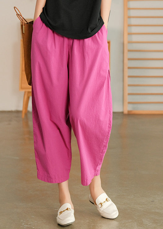 Rose Pockets Loose Harem Pants Elastic Waist Spring