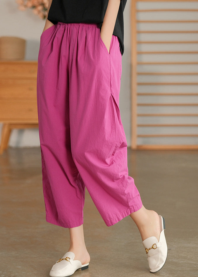 Rose Pockets Loose Harem Pants Elastic Waist Spring
