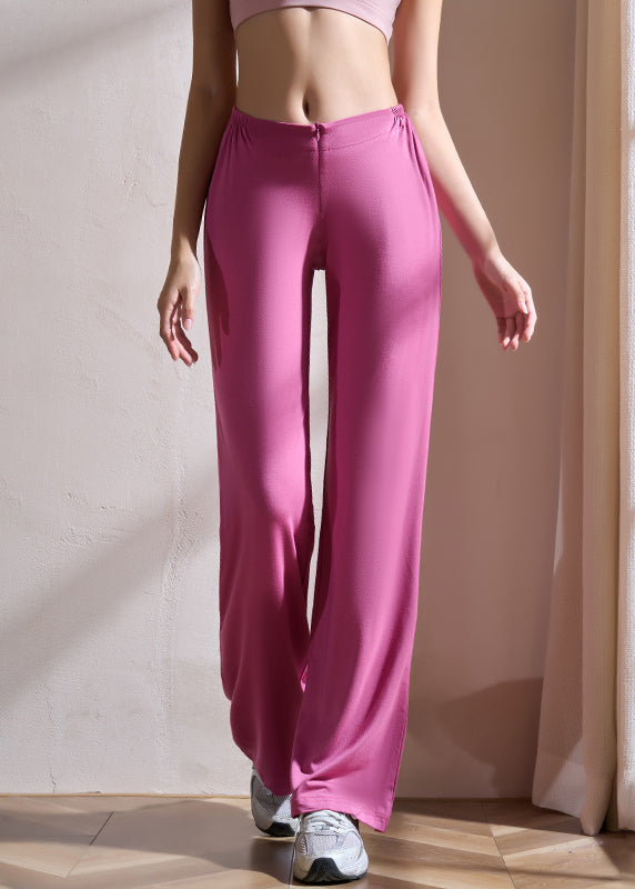 Rose Wrinkled Elastic Waist Groove Pants