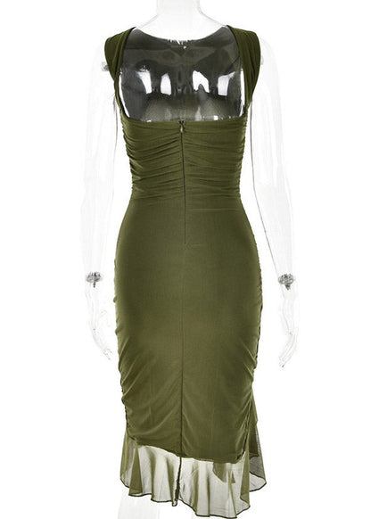 Ruched Dress Robe Summer Backless Club Party Dress