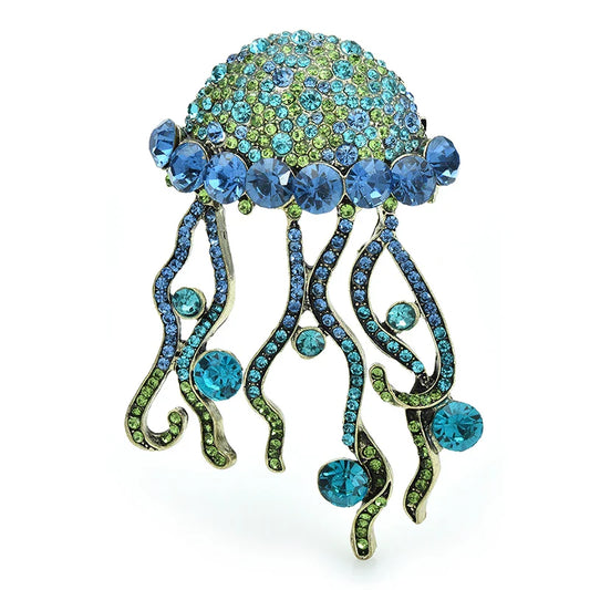 Statement Rhinestone Jellyfish Brooch