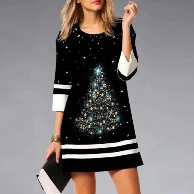 Emma Women's Christmas Dress with Reindeer Print
