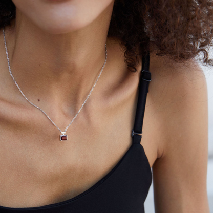 Natural Garnet Perfume Bottle S925 Sterling Silver Necklace