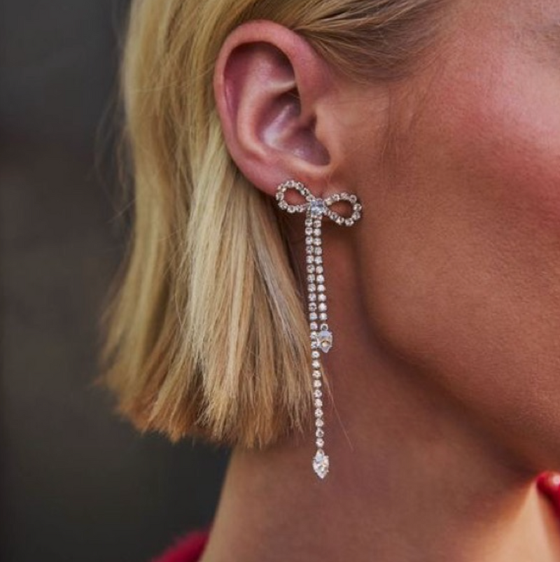 “bridget” Bling Bow Silver Earrings