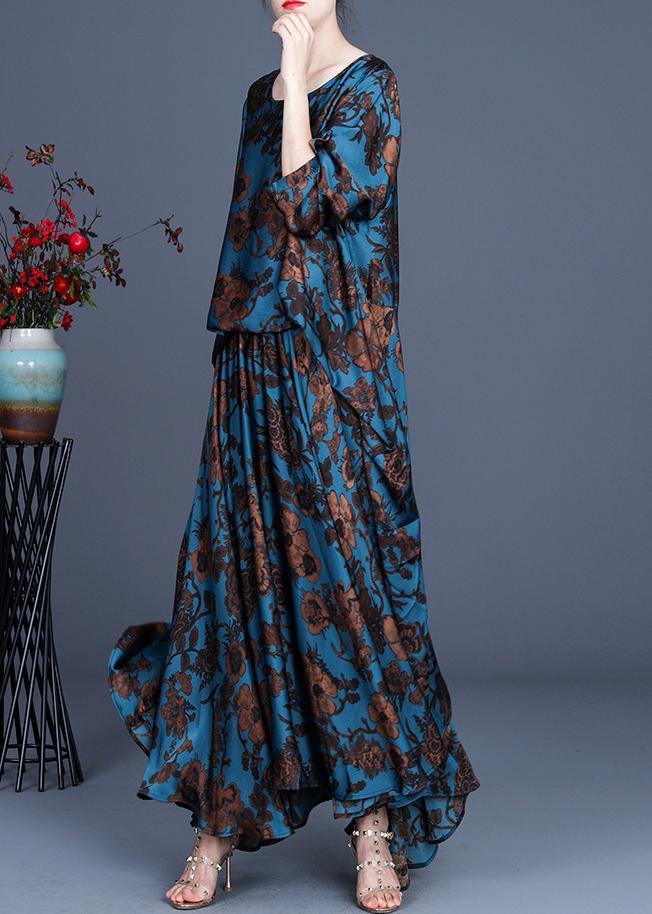 Silk Irregular Dress Blue
