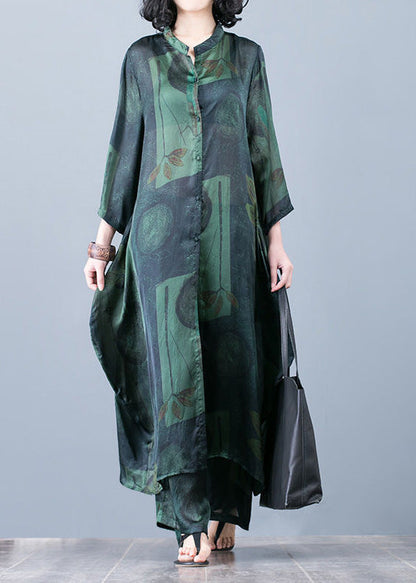 Suit Large Size Was Thin Red Printed Chiffon Female Wide-leg Pants Two-piece Suit